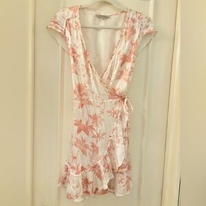 Allsaints Pink Floral Zini Evolution V-Neck Dress Size 2